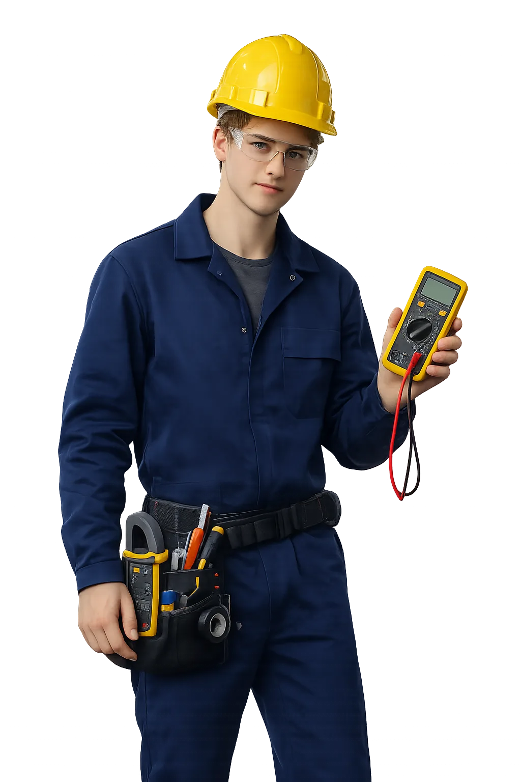 Młody uczeń z laptopem na tle technologii - nauka online w Liceum Ramus